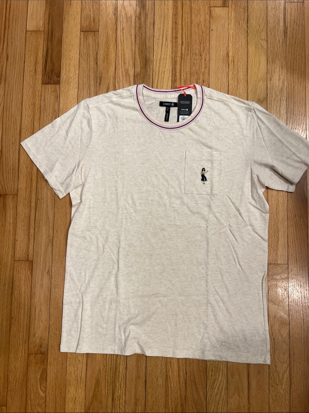 Stance Short-Sleeve Pocket Tee in White with Pink Trim